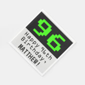 Serviette En Papier 96e anniversaire - Nerdy / Geeky Style "96" & Nom (Coin)