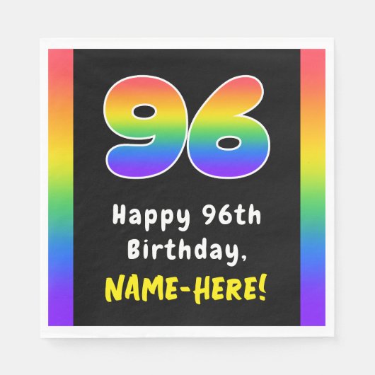 Serviette En Papier 96e anniversaire : Rainbow Spectrum # 96, Nom pers (Devant)