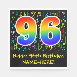 Serviette En Papier 96e anniversaire - Symboles de musique colorée, a