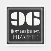 Serviette En Papier 96ème anniversaire : Art Déco Inspiré Look "96" +  (Devant)