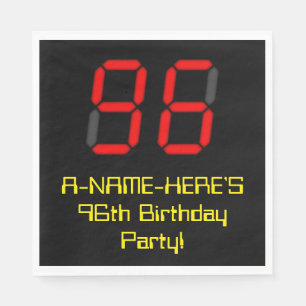 Serviette En Papier 96ème anniversaire : Rouge Digital Clock Style "96