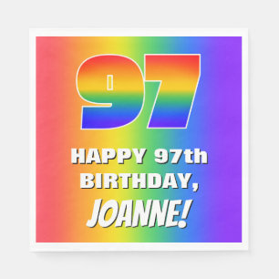 Serviette En Papier 97e anniversaire : coloré, amusant Motif arc-en-ci