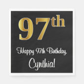 Serviette En Papier 97e anniversaire ~ Elégant luxe Faux Gold Look # (Devant)