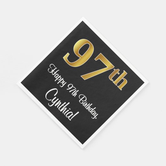 Serviette En Papier 97e anniversaire ~ Elégant luxe Faux Gold Look # (Coin)