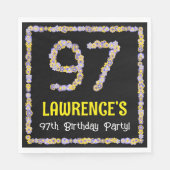 Serviette En Papier 97e anniversaire : Floral Flowers Numéro, Nom pers (Devant)