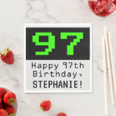 Serviette En Papier 97e anniversaire - Nerdy / Geeky Style "97" & Nom (En situation)