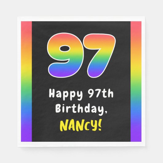 Serviette En Papier 97e anniversaire : Rainbow Spectrum # 97, Nom pers (Devant)