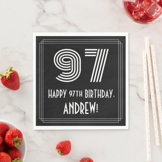 Serviette En Papier 97ème anniversaire : Art Déco Inspiré Look "97" +  (En situation)