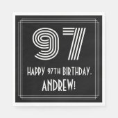 Serviette En Papier 97ème anniversaire : Art Déco Inspiré Look "97" +  (Devant)