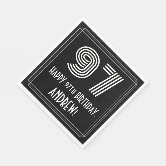 Serviette En Papier 97ème anniversaire : Art Déco Inspiré Look "97" +  (Coin)