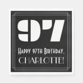 Serviette En Papier 97ème anniversaire : Art Déco Inspiré Look "97" +  (Devant)