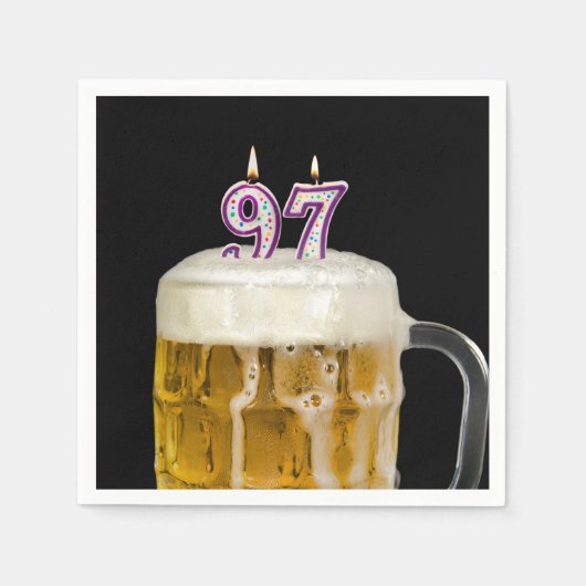 Serviette En Papier 97th Birthday Bière sur noir (Devant)