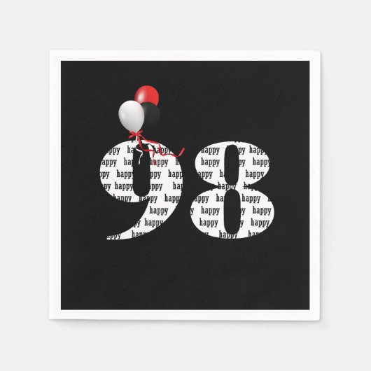 Serviette En Papier 98e anniversaire ballons de fête (Devant)