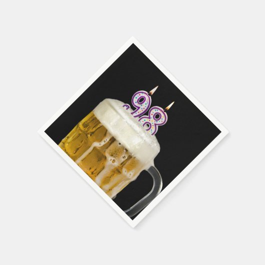 Serviette En Papier 98e anniversaire Bière en noir (Coin)
