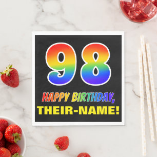 Serviette En Papier 98e anniversaire : Bold, amusant, simple, arc-en-c