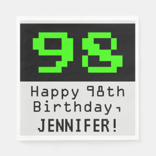 Serviette En Papier 98e anniversaire - Nerdy / Geeky Style "98" & Nom