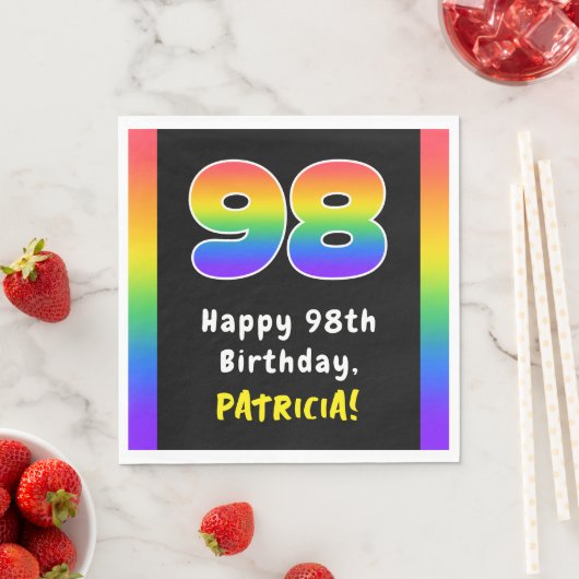 Serviette En Papier 98e anniversaire : Rainbow Spectrum # 98, Nom pers (En situation)