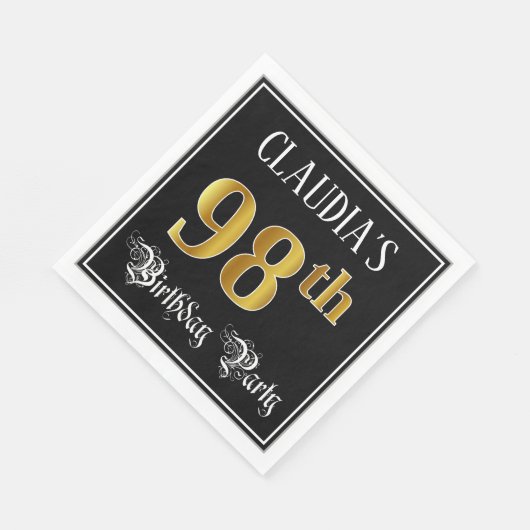 Serviette En Papier 98e fête d'anniversaire — Script fantaisie, Faux G (Coin)