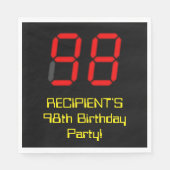 Serviette En Papier 98ème anniversaire : Rouge Digital Clock Style "98 (Devant)
