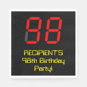 Serviette En Papier 98ème anniversaire : Rouge Digital Clock Style "98