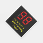 Serviette En Papier 98ème anniversaire : Rouge Digital Clock Style "98 (Coin)