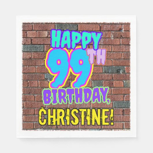 Serviette En Papier 99e anniversaire ~ Amusant, Graffiti urbain inspir (Devant)