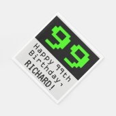 Serviette En Papier 99e anniversaire - Nerdy / Geeky Style "99" & Nom (Coin)