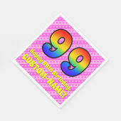 Serviette En Papier 99e anniversaire : Pink Stripes & Hearts, Arc en c (Coin)