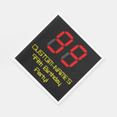 Serviette En Papier 99e anniversaire : Rouge Digital Clock Style "99" (Coin)