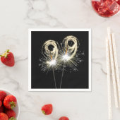 Serviette En Papier 99e anniversaire Sparklers de fête sur noir (En situation)