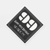 Serviette En Papier 99ème anniversaire : Art Déco Inspiré Look "99" +  (Coin)