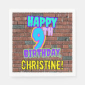 Serviette En Papier 9e anniversaire ~ Amusant, Graffiti urbain inspiré (Devant)