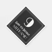 Serviette En Papier 9e anniversaire ~ Art Déco Inspiré Look "9", Nom (Coin)