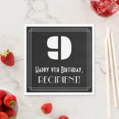 Serviette En Papier 9e anniversaire : Art Déco Inspiré Look "9" + Nom (En situation)