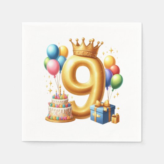 Serviette En Papier 9e anniversaire doré (Devant)