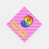Serviette En Papier 9e anniversaire : Pink Stripes & Hearts, Rainbow # (Coin)