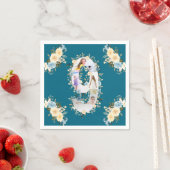 Serviette En Papier 9e anniversaire Turquoise photo Collage bleu jaune (En situation)