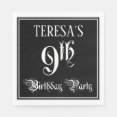 Serviette En Papier 9e fête d'anniversaire — Script fantaisie + Nom pe (Devant)