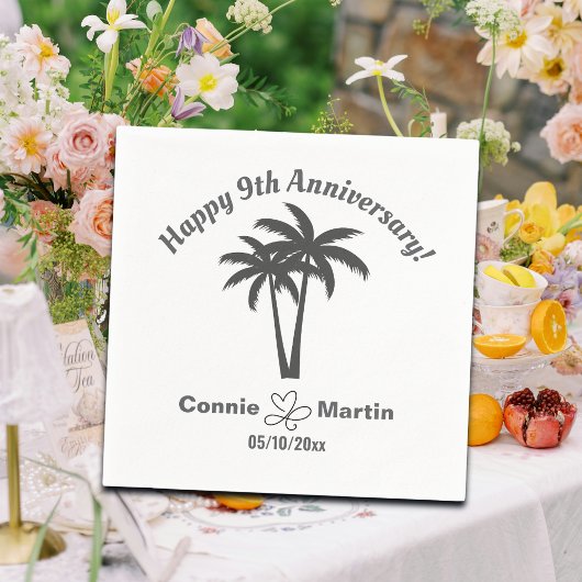 Serviette En Papier 9th Wedding Anniversary Palm Trees