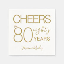 À 80 ans Élégant Or Blanc Anniversaire