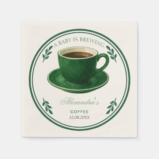 Serviette En Papier A Baby Is Brewing Coffee Cup Baby Shower (Devant)