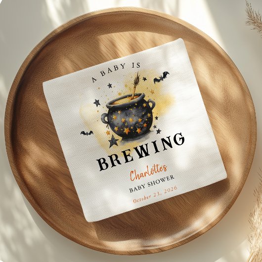 Serviette En Papier A Baby is Brewing Halloween Cauldron Baby Shower