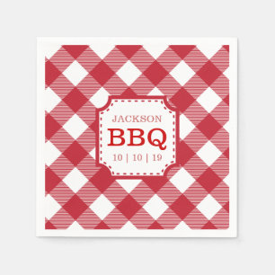 Serviette en papier à carreaux rouge gingham