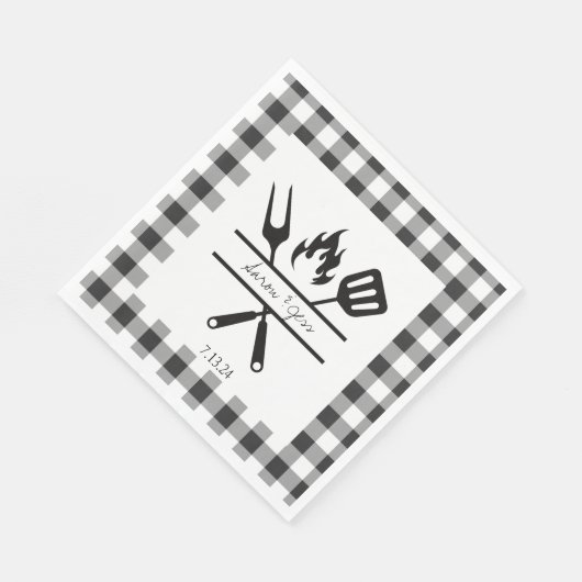 Serviette en papier à carreaux rustique pour dîner (Coin)