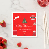 Serviette En Papier A Cozy Christmas Gathering Set on Warm Red (En situation)