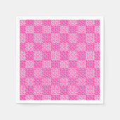 Serviette En Papier à damiers Amour en Magenta et Blanc (Devant)