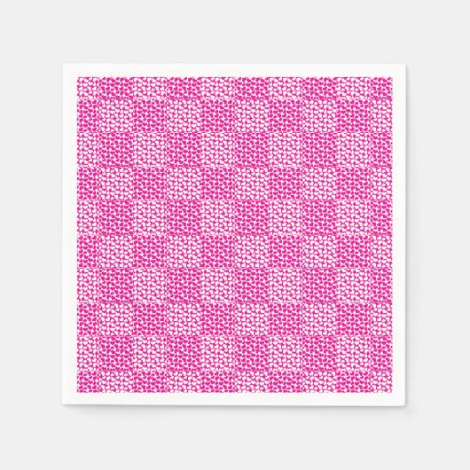 Serviette En Papier à damiers Amour en Magenta et Blanc (Devant)
