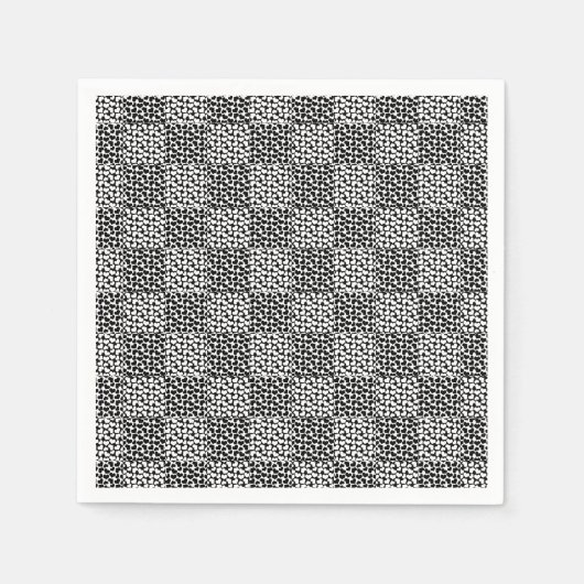 Serviette En Papier à damiers Amour en noir et blanc (Devant)