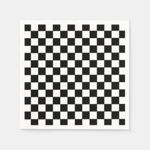 Serviette En Papier à damiers blanc et noir