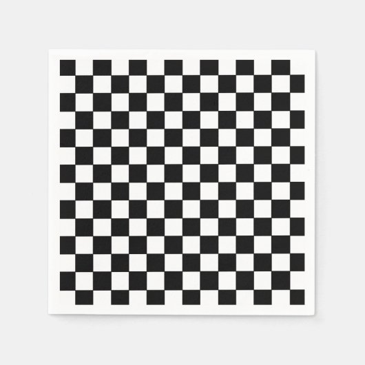Serviette En Papier à damiers blanc et noir (Devant)